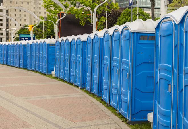 Seasonal porta potty units set up at a Bryant, Arkansas venue
