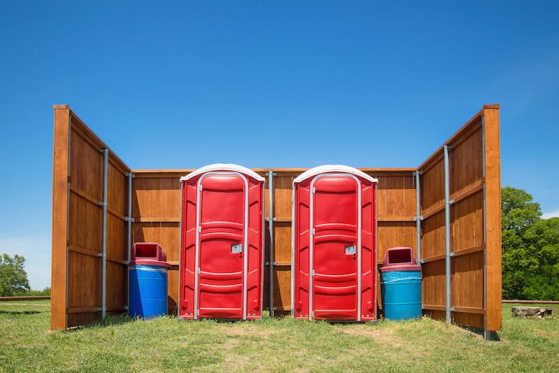 Short-term porta potty units staged for delivery in Bryant, Arkansas